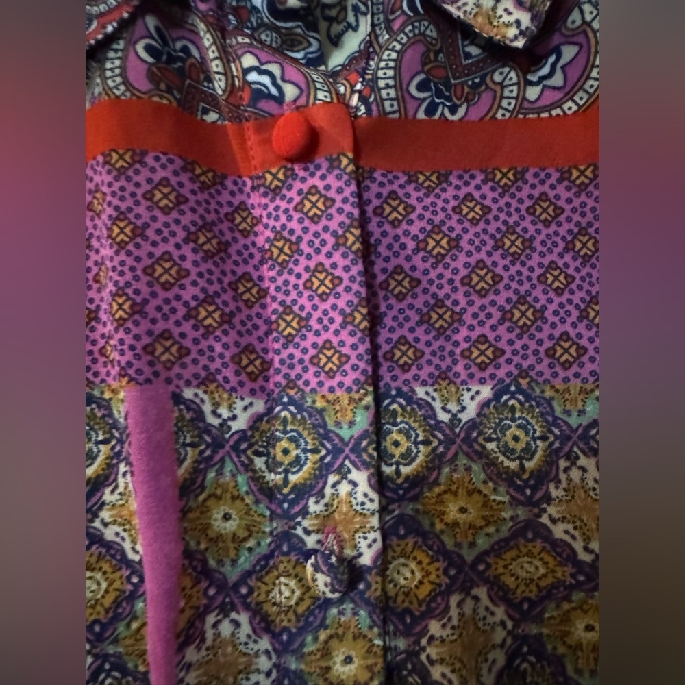 EEUC❤️THREE BIRD NEST❤️ Paisley Garden Button Up Top PINK Blouse size M - Picture 7 of 11